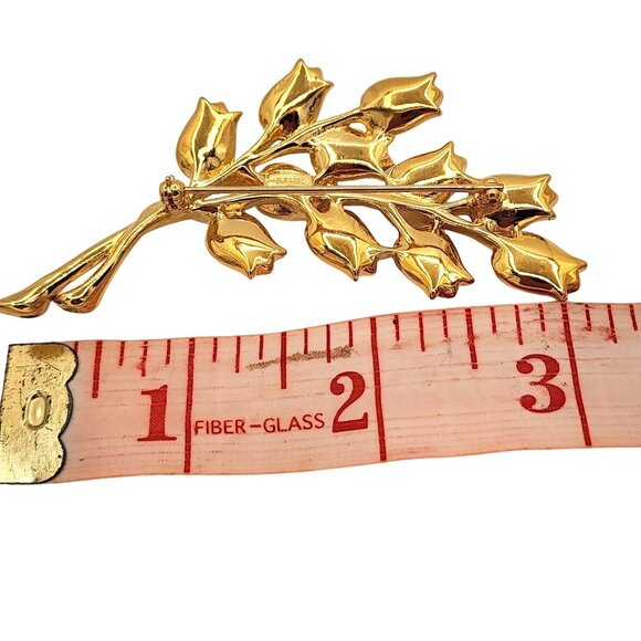 Vintage Trifari Gold-Tone Tulip Branch Pin Elegant 80s 90s Classy - Picture 4 of 5